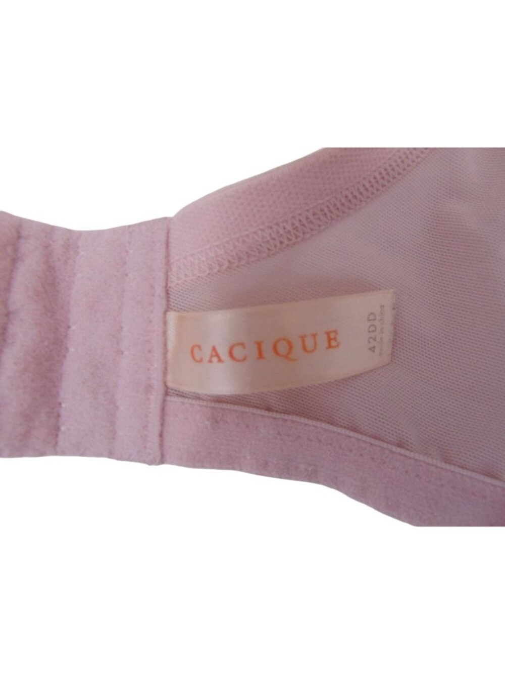 Cacique Light Pink Lace Sheer Bra 42DD 42 DD Unpadded Underwire Floral - Picture 9 of 11